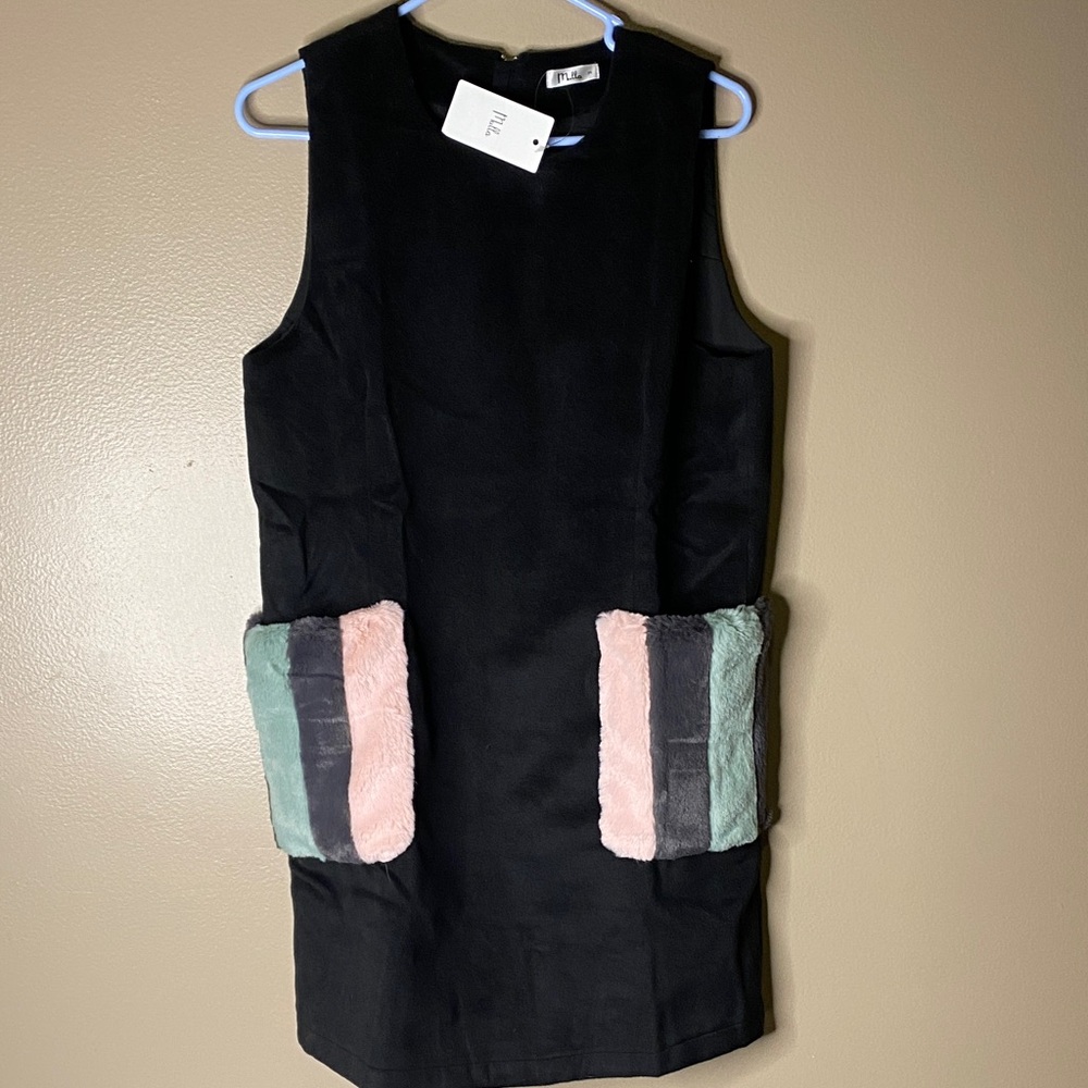 Black Dress with Colorful‎ Pockets